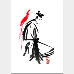 Japanese Samurai ink painting Posters and Art